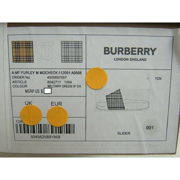 NIB BURBERRY FURLEY GREEN RUBBER CHECK LETTERING LOGO SANDAL SLIDES EUR 41 US 8 - Picture 9 of 9